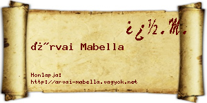 Árvai Mabella névjegykártya